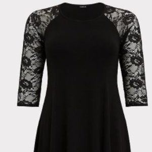 Torrid Black Jersey/Lace Mini Dress